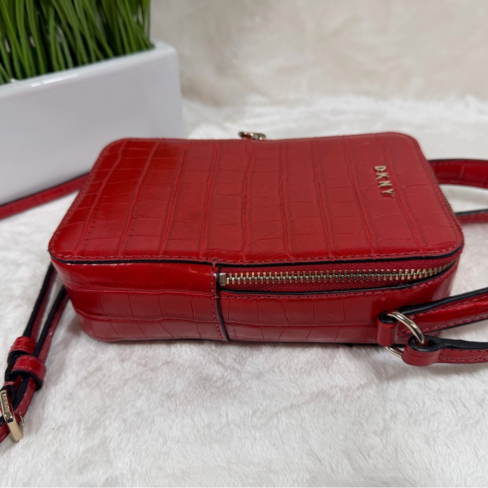 DKNY Cherry Red Croc-Embossed Crossbody Bag - Picture 5 of 5